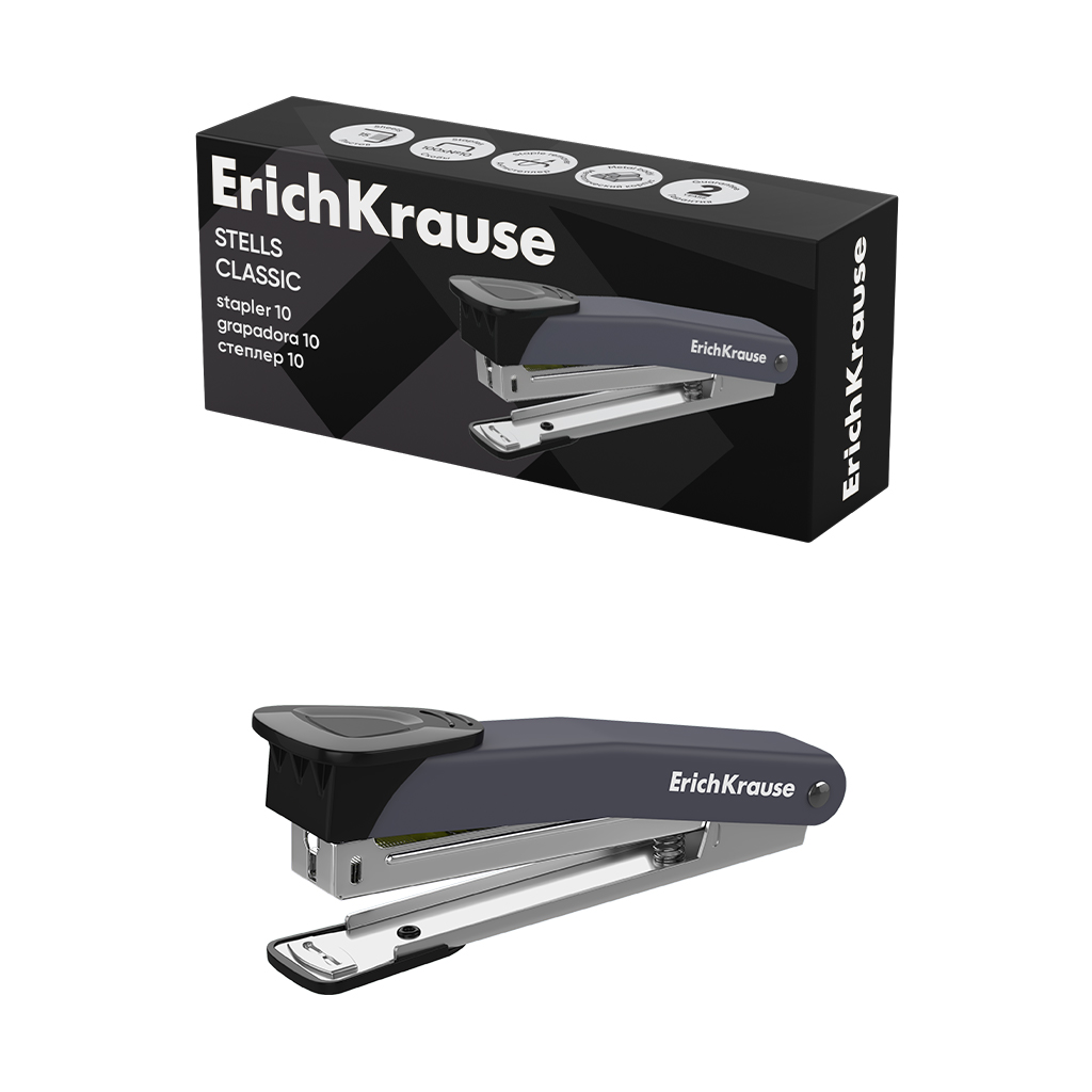 Степлер №10 ErichKrause Stells Classic 61737, до 15 листов, черный