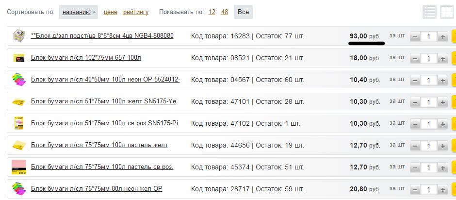 Розничные цены канцелярских товаров Розничные цены канцелярских товаров