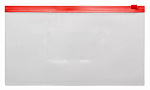 Папка на молнии ZIP  Travel формат, Бюрократ, 816738, 150мкм красная молния, полипропилен (265*148мм)