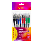 Набор ручек шариковых Qredo 740, 8шт 15-7304, 0,7 мм, синие, черные, красные, зеленые, резиновый грип