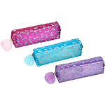 Пенал deVENTE. Butterfly, 7025231, 21x6,5x4см, прямоугольный, тонированный полупрозрачный ПВХ с голографическим рисунком, на молнии, с помпоном, ассорти 3 дизайна