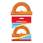 Транспортир пластиковый ErichKrause Neon Solid, 180°/10см, оранжевый, 57904, во флоупаке
