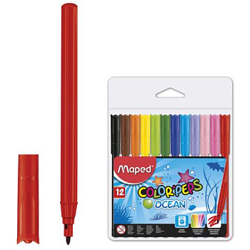 Фломастеры 12цв Maped Ocean 845720 смываемые