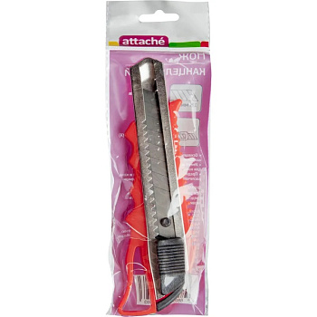 Нож канцелярский 18мм Attache 954213 металл направляющие