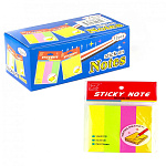 Закладки самокл. бумажные Alingar AL6574, 4цв 20*76мм х 100л неон