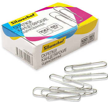 Скрепки 50мм 100шт оцинкованные Silwerhof 1162645