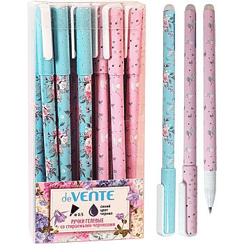 Ручка Пиши-стирай гелевая синяя deVENTE. Flora, 0,5мм 5051026