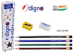 Карандаш ч/гр HB 12штук+ ластик+точилка DG-10156 DIGNO