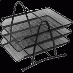 Лоток для бумаг deVENTE 3101703, чёрный 35x29,5x26,7см 3х секц. горизонт., металл. сетка