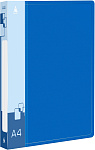 Папка на 2-х кольцах, ф.А4, синяя, Бюрократ, пластик 800мкм, -0812/2RBLUE /816510, корешок 4см, внутр. карман, торц. карман с бум. встав.