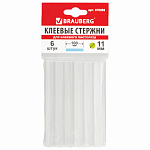 Стержни д/клеев пистол 6шт d=11мм 100мм прозрачные 670293