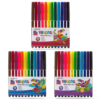 Фломастеры 12цв Yalong. Toucan, YL875135-12, вент. колп. ПВХ