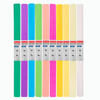 Бумага креповая 10цветов 50*250см пастель Brauberg, 112557, 32гр