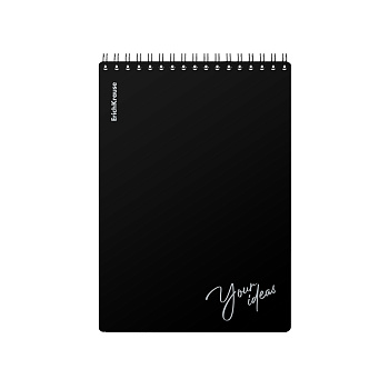 Блокнот А5 80л черный, клетка спирал 61989 обл. пластик