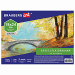 Холст на картоне 18*24см Brauberg, 190619, 100% хб мелкое зерно 280г/м