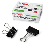 Зажимы  д/бумаг 41мм черные 12шт 224609 Staff (200л)