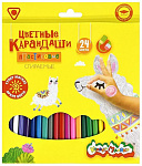 Карандаши 24цв Каляка-маляка ККМП24, пластиковые с ластиком, трехгранные 3+