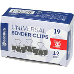 Зажимы  д/бумаг 19мм черные 12шт Globus (60л) ЗБ-19ЧКК