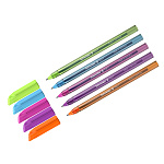 Ручка шариковая Schneider Vizz F Neon синяя, 0,8мм, 102130, прозрачный корпус неон ассорти, Одноразовая