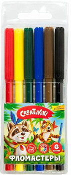 Фломастеры 6цв Creativiki ФЛВ06КР вентилируемый колпачок 3+