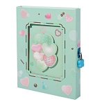 Подарочный блокнот, Alingar, AL9708, Воздушные сердечки, 45л, клетка 17*22см мятный