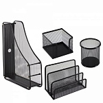 Набор органайзеров, 4 пр., Alingar, AL13394 лоток д/бумаги вертик., сборн., 1 отдел., подставка 3 секции, стакан d9х10 см, подставка для бум.блока