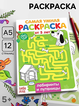 Раскраска А5 Лабиринты и путаницы, 12стр, 4834966