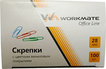 Скрепки 28мм 100шт цветные Workmate 14-8624