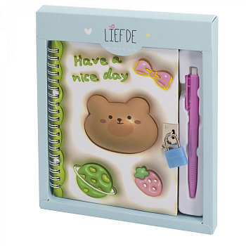 Подарочный блокнот, Alingar, AL12152 Мишка, 45л, клетка 18*22см