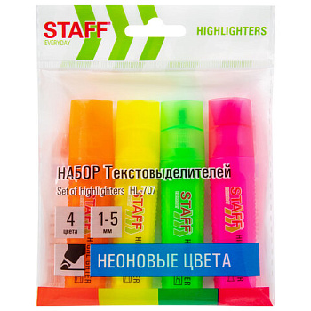 Набор текстовыд. 4цв Staff 152548, 1-5 мм неоновые