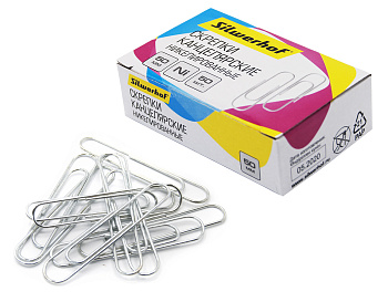 Скрепки 50мм 50шт никель, Silwerhof, 1206568