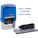 Датер самонаб. Berlingo Printer 8755, BSt_82302, пластик, 2стр. + дата 4мм, 1 касса, русский, оттиск 60*40мм блистер
