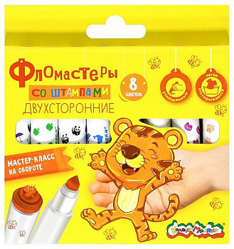 Фломастеры 8цв Каляка-Маляка со штампами ФШКМ-08, 3+