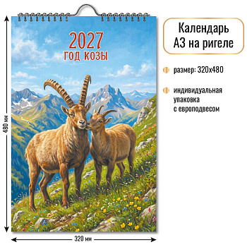 Календарь 2027г на спирали Символ года, 6л 10362, 32*48см