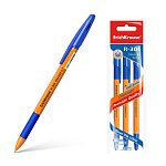Набор из 3 ручек шариковых ErichKrause R-301 Stick&Grip Orange  0.7, 42752, цвет чернил синий (в пакете)