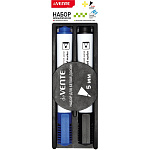 Набор маркеров для белой доски 5040500 deVENTE + магнитная губка (02 цв - син, черн)