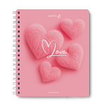 Тетрадь А5 48л Пуховые сердечки, 01896, пластик. обл, спир., клетка