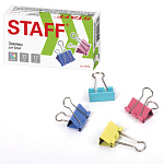 Зажимы  д/бумаг 32мм цветные 12шт Staff (140л) 225158