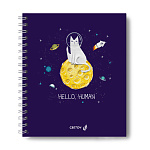 Тетрадь А5 48л спир клетка Космо-кот, пластик. обл, ТЕТ48-003_000801