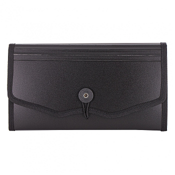 Папка-картотека Alingar, 12отд, AL12823\1 черная на пуговице, 26*14см