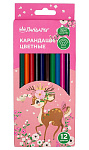 Карандаши 12цв ПандаРог. Олененок 15-8094, пластиковые, 6-гранн.