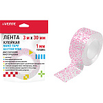Клейкая лента двустор. 4163403, deVENTE. REPAIR & CRAFT розовая, с блестками, многоразовая, 3 м х 30 мм 0,7 мм
