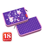 Пенал 1 секция ErichKrause Cute&Pretty, 53982 с наполнением 135x205мм 18предметов