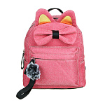 Мини-рюкзак 254-541, 30x28x12см, 1 отд., 3карм., аппликация, ПЭ с блестками, отд.иск.кожей, брелок, красный